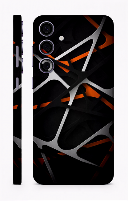 White Orange Abstract Mobile Skin