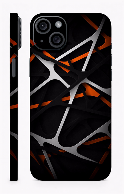 White Orange Abstract Mobile Skin