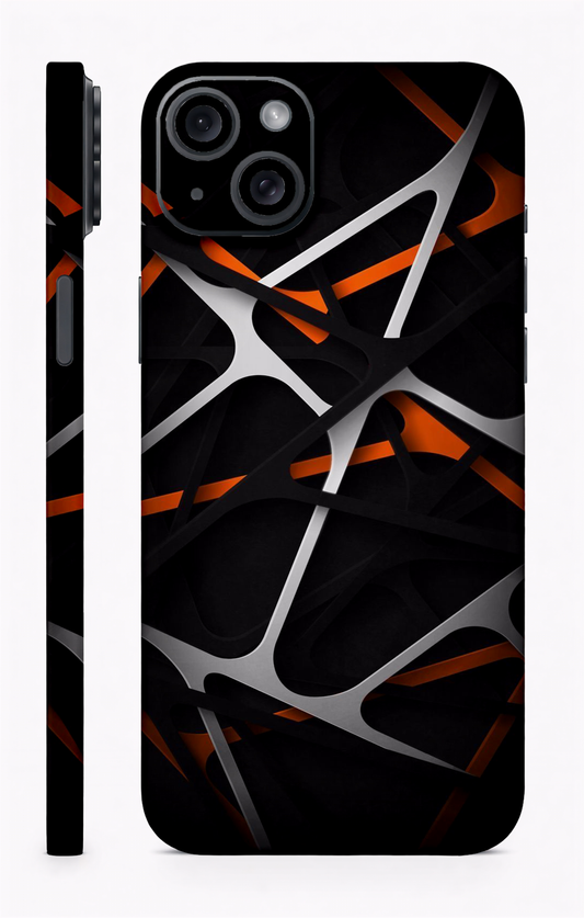 White Orange Abstract Mobile Skin