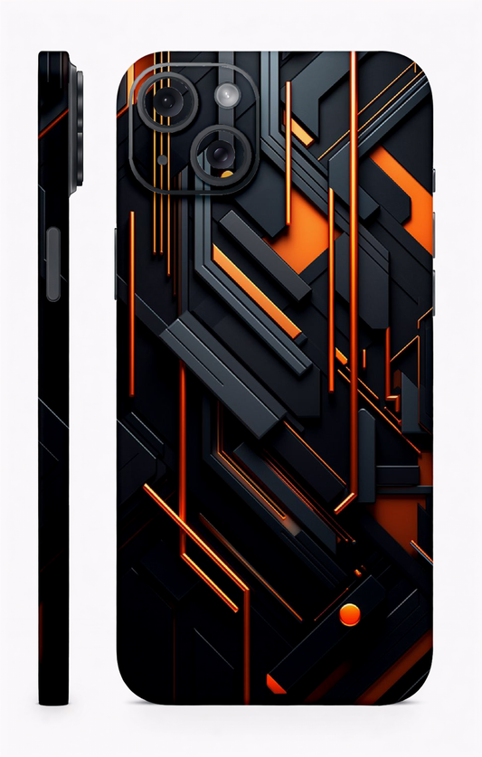 Black Orange Abstract Mobile Skin